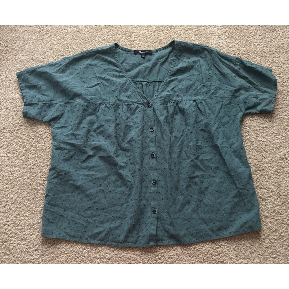 Madewell ButtonTop in Dotted Design Womens Small Light Green Boho Airy Beach